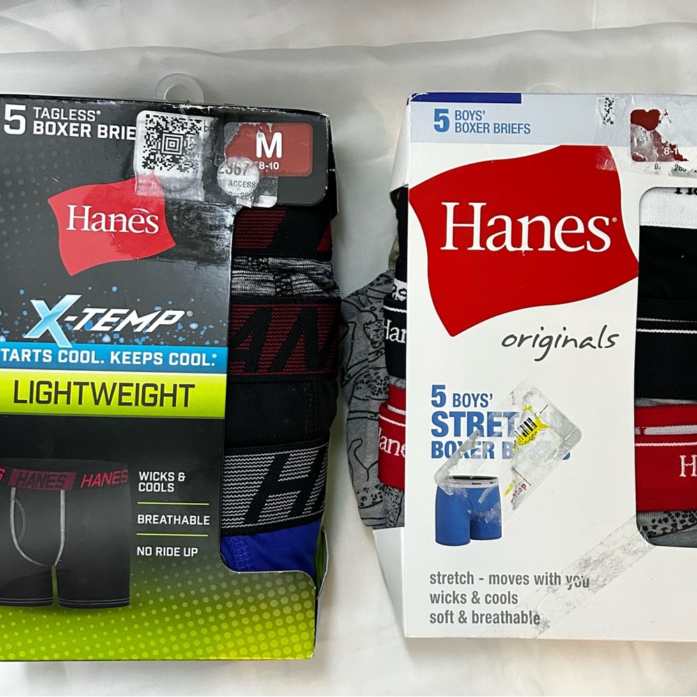Bundle of 10 New Boys Medium Hanes Boxer Briefs Underwear